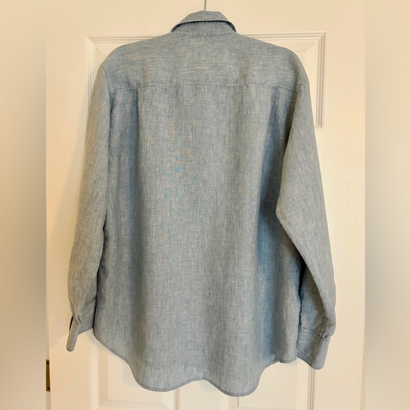 Tommy Bahama 100% Linen Light Blue Button-Down Long Sleeve Shirt M - Picture 2 of 12